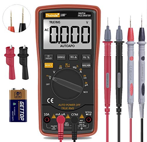 Digital Multimeter with Leads Test Probe AC/DC Voltage Electronic Meter AC/DC Voltage/Account,Voltage Alert, Amp/Ohm/Volt Multi Tester/Diode