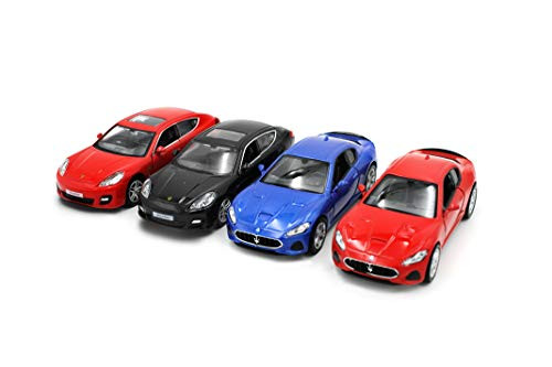 Just For Laughs Luxury Car 4 Pack, Official Diecast Porsche Panamera(Red+Black) Maserati Gran Turismo(Red+Blue) Just For Laughs Luxury Car 4 Pack, Official Diecast Porsche Panamera(Red+Black) Maserati Gran Turismo(Red+Blue)