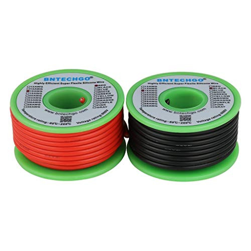 BNTECHGO 16 Gauge Silicone wire spool red and black each 25ft Flexible 16 AWG Stranded Copper Wire