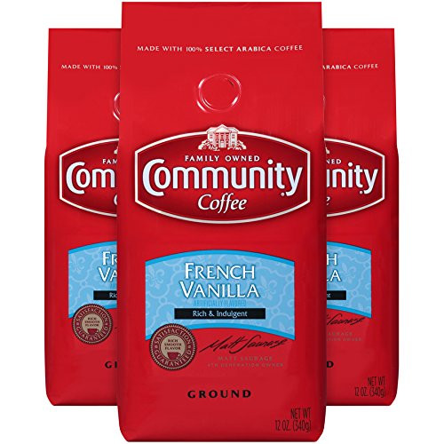 Community Coffee Premium Ground Coffee, French Vanilla Flavored, Medium Roast, 12 oz., (Pack of 3) Community Coffee Premium Ground Coffee, French Vanilla Flavored, Medium Roast, 12 oz., (Pack of 3)