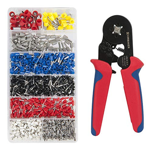 Cirmaker Ferrule Crimping Tool Kit, Self-Adjustable Ratcheting Wire Crimping Tool with 1200 Pcs Ferrule Crimping Connectors Insulated Wire Terminals