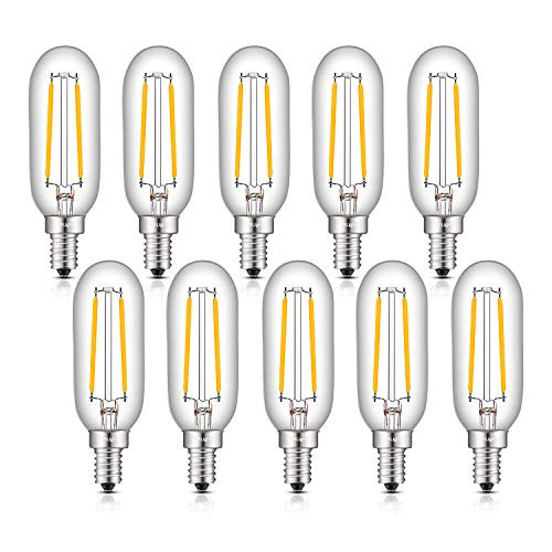 CRLight LED Candelabra Bulb 25W Equivalent 250 Lumens, 3000K Soft White 2W Filament LED Chandelier Light Bulbs, E12 Base Vintage Edison T25(T8) Tiny Tubular Bulbs, Non-dimmable Version, 10 Pack