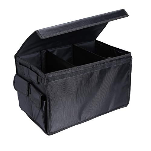 LEADALLWAY Car Trunk Organizer with Cover Foldable Cargo Storage Container