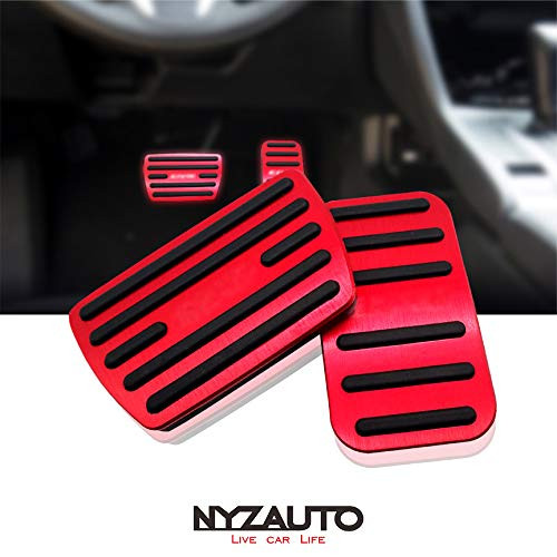 NYZAUTO Anti-Slip Performance Foot Pedal Pads for Honda 10th Civic,Auto No Drilling Aluminum Brake and Accelerator Pedal Covers Red