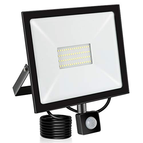 Security Lights with Motion Sensor 50W LED Floodlight Waterproof IP65 4500lm 6500K Cold White Wall Light for Yard Garage Pathway Patio Porch Garden Playground