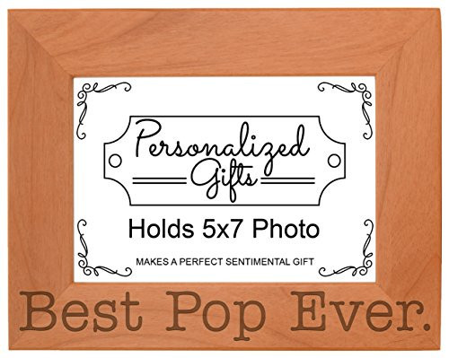 ThisWear Birthday Gift for Grandpa Best Pop Ever Natural Wood Engraved 5x7 Landscape Picture Frame Wood