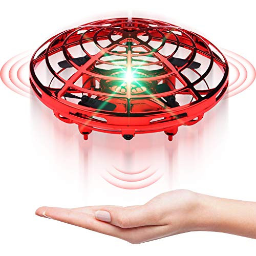 XINHOME Hand Operated Drone for Kids Adults - Hands Free Mini Drones for Kids, Easy Indoor Hand Drone, Flying Ball Drone Toys for Boys and Girls Gift (Red)