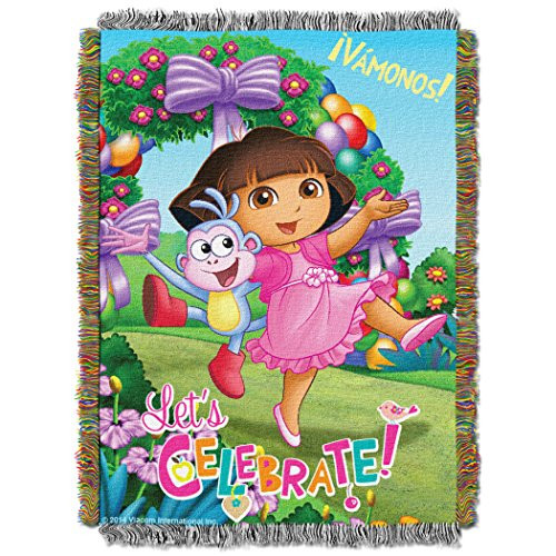 Nickelodeon's Dora the Explorer, "Celebrate Dora" Woven Tapestry Throw Blanket, 48" x 60", Multi Color