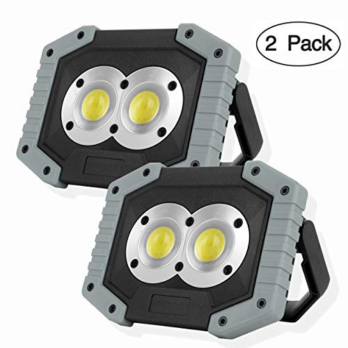 OTYTY COB 30W 1500LM LED Work Light 2 Pack, Rechargeable Portable Waterproof LED Flood Lights for Outdoor Camping Hiking Emergency Car Repairing and Job Site Lighting (W839 Grey)