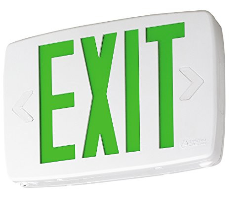 Lithonia Lighting LQM S W 3 G 120/277 X2 M6 Quantum Thermoplastic LED Emergency Exit Sign with Stencil-Faced White Housing and Green Letters
