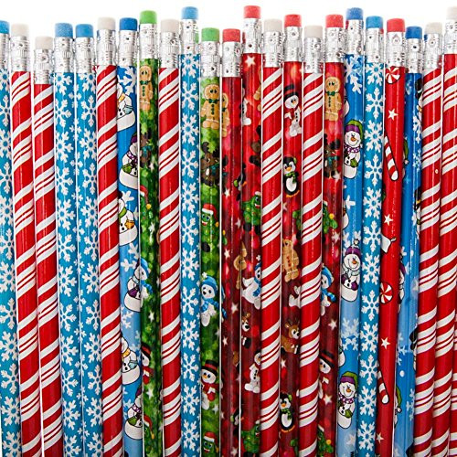 Rhode Island Novelty Lot of 144 Assorted Christmas Holiday Theme Wooden Pencils - 7.5"