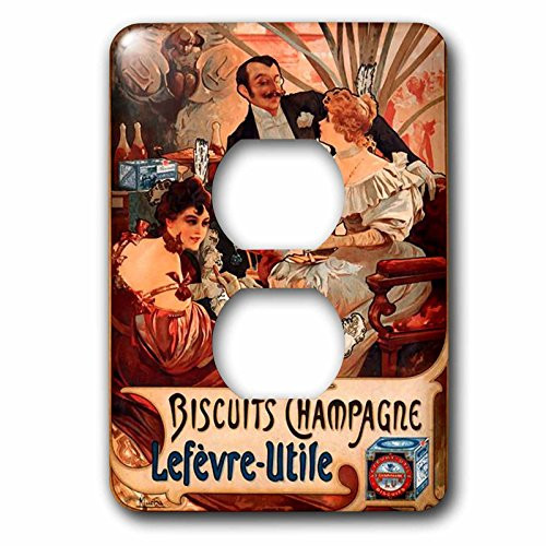 3dRose lsp_205246_6 Print of 1896 French Ad For Biscuits 2 Plug Outlet Cover