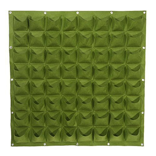 Yosoo 25 Pockets Planting Bags Wall Hanging Gardening Planter Outdoor Indoor Vertical Greening Grow Bags Flower Growing Container, Green