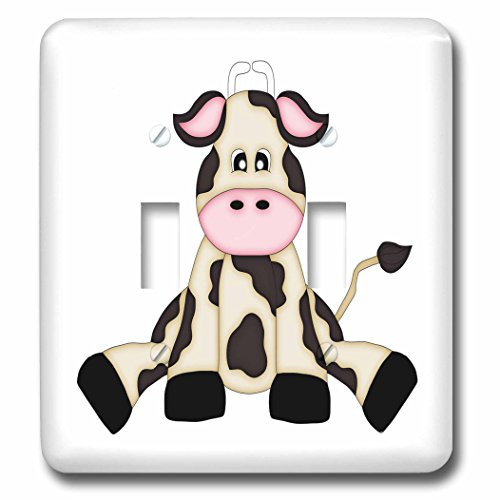 3dRose lsp_210823_2 Cute Black and White Sitting Cow Illustration Double Toggle Switch