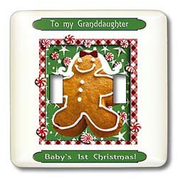 3dRose lsp_37087_2 Gingerbread Girl, Baby'S First Christmas, Granddaughter Double Toggle Switch