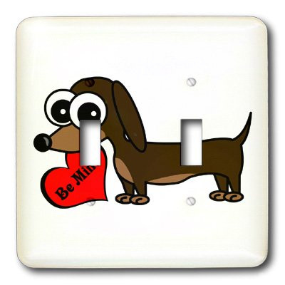 3dRose lsp_6340_2"Cute Dog Be Mine Heart  Dachshund" Double Toggle Switch Multicolor