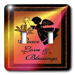 3dRose lsp_6679_2 Angel - Peace Love And Blessings - Christmas Art 1 Double Toggle Switch Multicolor