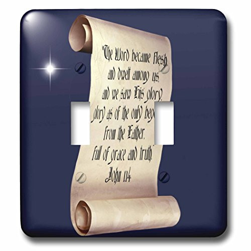 3dRose LSP_165733_2"John Verse On A Scroll with Christmas Star Double Toggle Switch