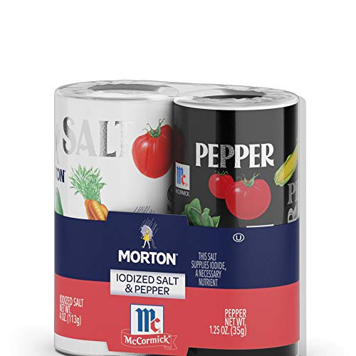 Morton Iodized Salt and Pepper Shakers, Disposable for BBQs, Parties, Camping and On-the-Go, 5.25 OZ Shaker Set (Pack of 12)