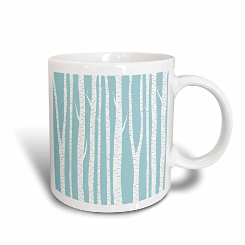 3dRose mug_164652_1 Blue and White Birch Trees Chic Nature Art Ceramic Mug, 11-Ounce
