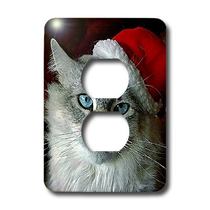 3dRose lsp_4576_6 Christmas Cat 2 Plug Outlet Cover
