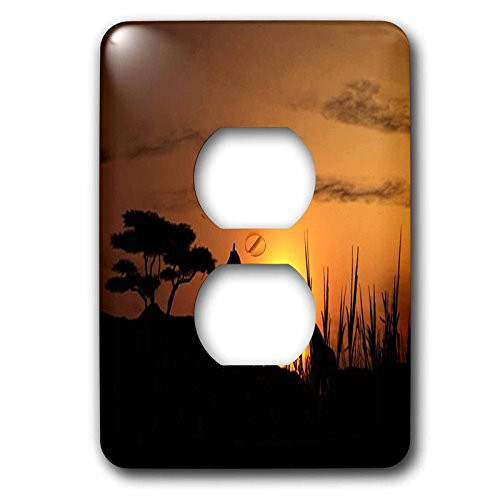 3dRose lsp_98602_6"Pair Of Giraffes In The African Sunset" 2 Plug Outlet Cover Multicolor