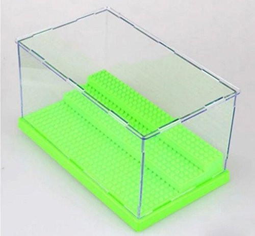 KENGEL 10x5x6 Inch Assembly Transparent Clear Acrylic Display Dustproof Protection 3 Steps Showcase Case Box Black Base for Lego Minifigures Brick Building Block(Green)