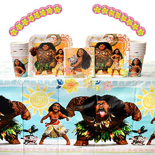 Moana Party Supplies Pack for 16 Guests - Stickers, Dessert Plates, Beverage Napkins, Cups, and Table Cover Moana Party Supplies Pack for 16 Guests - Stickers, Dessert Plates, Beverage Napkins, Cups, and Table Cover