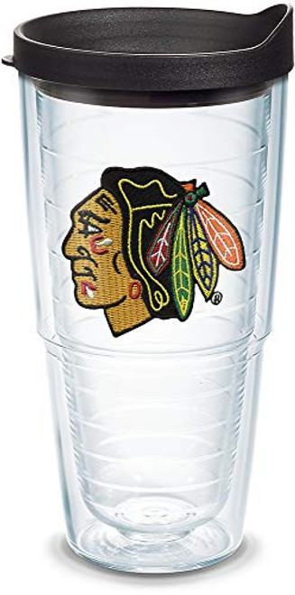 Tervis 1045175 NHL Chicago Blackhawks Primary Logo Tumbler with Emblem and Black Lid 24oz, Clear Tervis 1045175 NHL Chicago Blackhawks Primary Logo Tumbler with Emblem and Black Lid 24oz, Clear