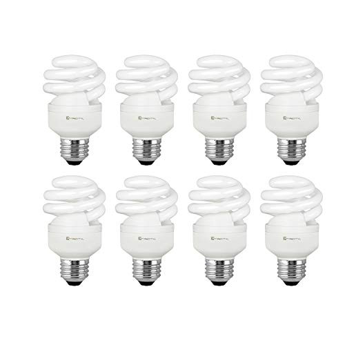 Compact Fluorescent Light Bulb T2 Spiral CFL, 5000k Daylight, 9W (40 Watt Equivalent), 540 Lumens, E26 Medium Base, 120V, UL Listed (Pack of 8)
