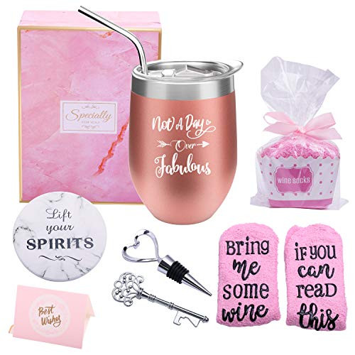 Yorktend Not a Day Over Fabulous Wine Tumbler - Fun Birthday Gifts for Women - Funny Birthday Wine Gift Ideas for Her, Best Friend BFF, Mom, Grandma, Wife, Daughter, Sister, Aunt, Coworker Yorktend Not a Day Over Fabulous Wine Tumbler - Fun Birthday Gifts for Women - Funny Birthday Wine Gift Ideas for Her, Best Friend BFF, Mom, Grandma, Wife, Daughter, Sister, Aunt, Coworker