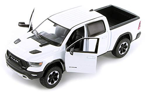2019 Dodge Ram 1500 Crew Cab Rebel Pickup Truck White 1/24 Diecast Model Car by Motormax 79358