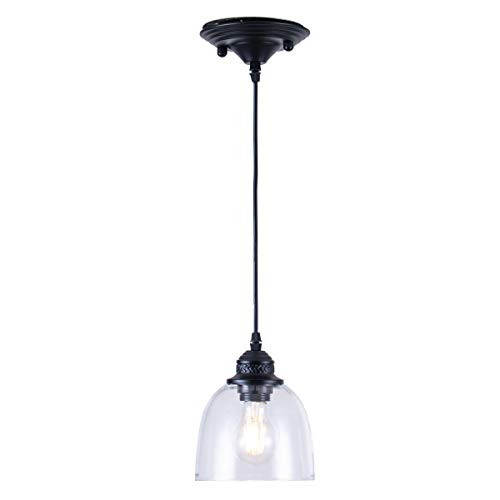 Modern Industrial Pendant Lighting Handblown Kitchen Linear Island Clear Glass Light Fixture One-Light for Kitchen Island Living Room Cafe Bar