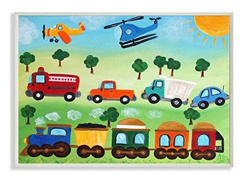 The Kids Room by Stupell Planes, Trains, and Automobiles Wall Plaque 13 x 19