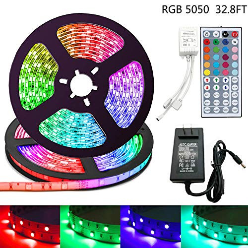 aijiaer LED Strip Lights, LED Light Strip 32.8Ft/10M RGB SMD 5050 300LEDs Rope Lighting Color Changing Full Kit with 44 Keys RF Remote Controller and DC 12V 5A Power Adapter aijiaer LED Strip Lights, LED Light Strip 32.8Ft/10M RGB SMD 5050 300LEDs Rope Lighting Color Changing Full Kit with 44 Keys RF Remote Controller and DC 12V 5A Power Adapter