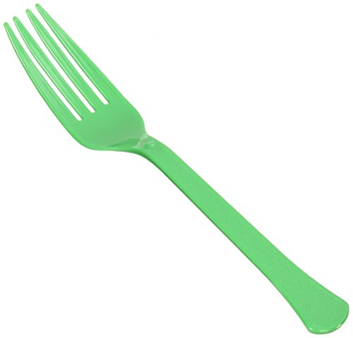 amscan Premium Heavy Weight Plastic Forks | Festive Green | Party Supply | 576 ct.