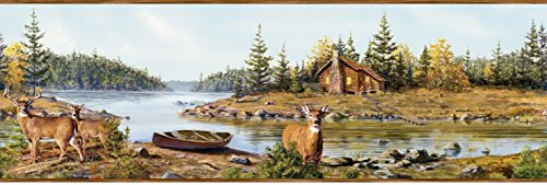 Chesapeake HTM48411B Cabin Creek Blue Portrait Wallpaper Border