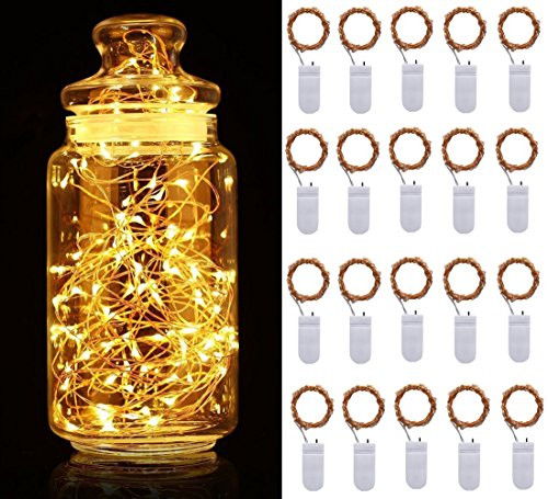 20 PCS Battery Powered String Lights,6.6ft (2M) 20 LEDs DIGSELL Starry Fairy Light Copper Wire For Bedroom Home Christmas Party Wedding Decoration (Warm White)