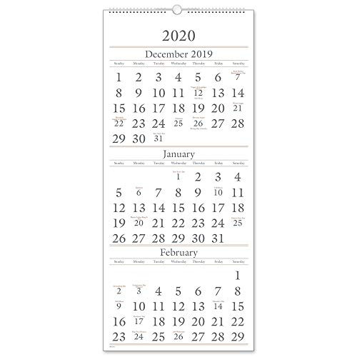 AT-A-GLANCE 2020 Wall Calendar, 3-Month Display, 12" x 27", Large, Wirebound, Vertical (SW11528)
