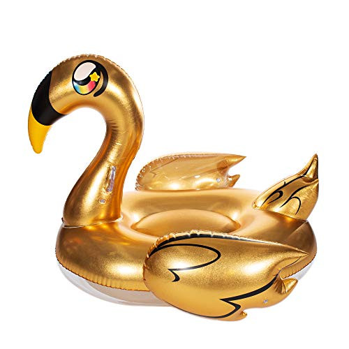 Poolcandy Gold Collection Giant Golden Goose Raft - Extra Large Inflatable Gold Goose Pool & Beach Float
