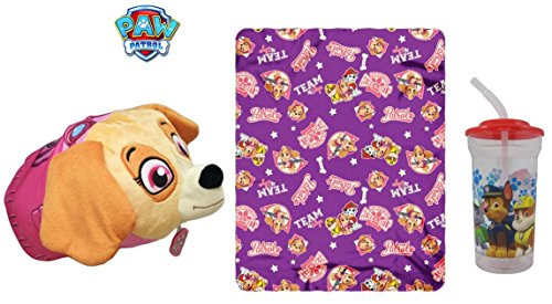 Paw Patrol Bedtime Gift Set - Skye Pillow, Blanket & Tumbler by Little Boogers (Skye)