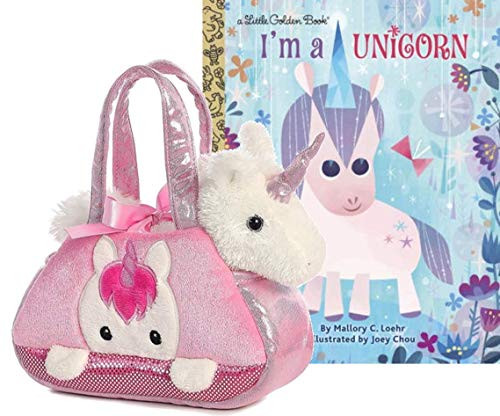 Aurora World Fancy Pals Pet Carrier and Peek-A-Boo Unicorn (Unicorn Gift Set)
