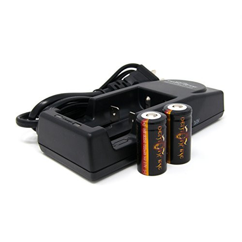 Demonfire 18350 700mAh 14A 3.7V High Drain LiMn IMR Rechargeable Battery with Button Top (2 Pieces) & Demonfire D1 Charger