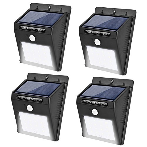 Mogoo Solar Lights 16 LED Wireless Waterproof Motion Sensor Outdoor Light for Patio, Deck, Yard, Garden with Motion Activated Auto On/Off (4 pack)