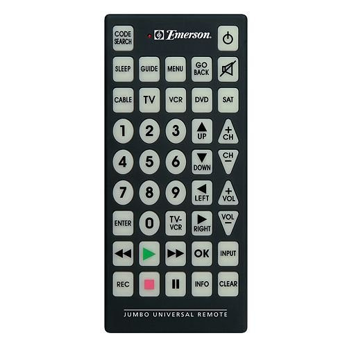 Emerson Jumbo Universal Remote for TV, DVD, Cable, Satellite, VCR