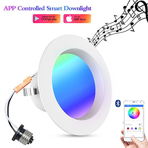 Unibank Smart life Smart Downlight, iLintek Bluetooth Smart Multicolor Full Function LED Downlight 4Inch 9W Round Household Recessed Lighting App Controlled- Festival lighting No Hub Required