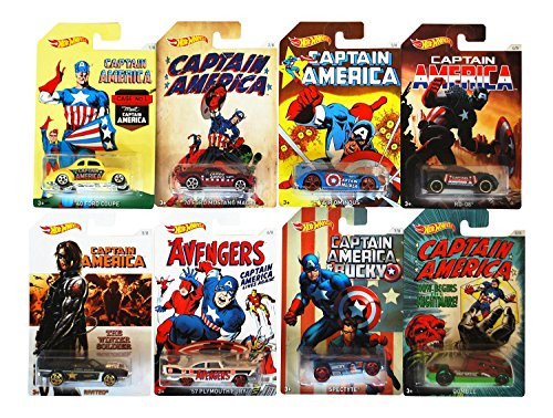 Hot Wheels, Captain America 75 Years Exclusive Bundle Set Of 8 Die-Cast Cars