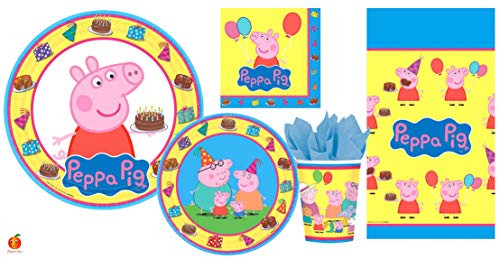Peppa Pig Party Supplies Bundle Pack for 8 guests | Napkins | Lunch Plates | Dessert Plates | Cups | Table Cover Peppa Pig Party Supplies Bundle Pack for 8 guests | Napkins | Lunch Plates | Dessert Plates | Cups | Table Cover