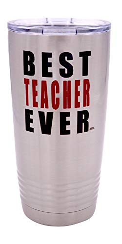 Funny Best Teacher Ever Large 20 Ounce Stainless Steel Travel Tumbler Mug Cup w/Lid School Professor Teaching Educator Gift
