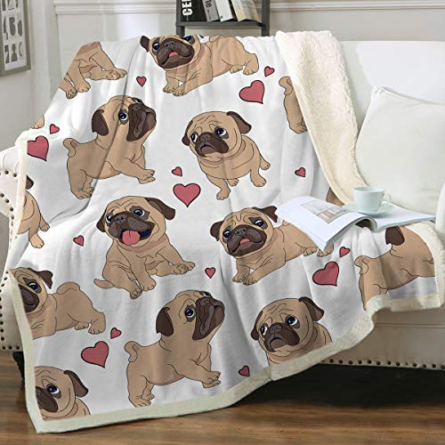 Sleepwish Pug Fleece Blanket Pet Blanket Dog Reversible Blanket Soft Sherpa Blanket Throw Blanket for Pug Lover (50"x 60") Sleepwish Pug Fleece Blanket Pet Blanket Dog Reversible Blanket Soft Sherpa Blanket Throw Blanket for Pug Lover (50"x 60")